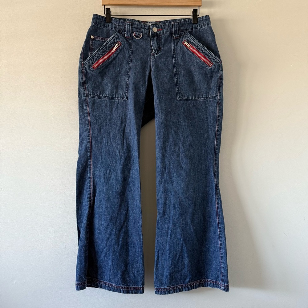 Y2K Kik Girl Wide Leg Jeans Size 12 Baggy Skate Rave 00s Grunge Emo Indie Punk